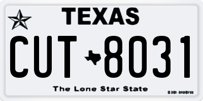 TX license plate CUT8031