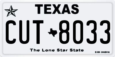 TX license plate CUT8033