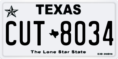 TX license plate CUT8034