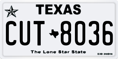 TX license plate CUT8036