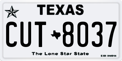 TX license plate CUT8037