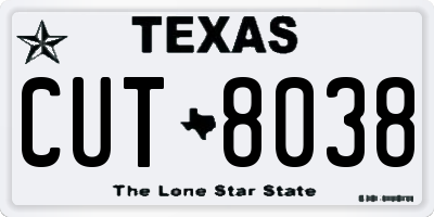 TX license plate CUT8038