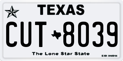 TX license plate CUT8039