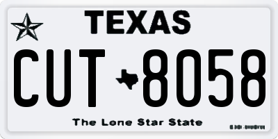 TX license plate CUT8058