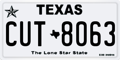 TX license plate CUT8063