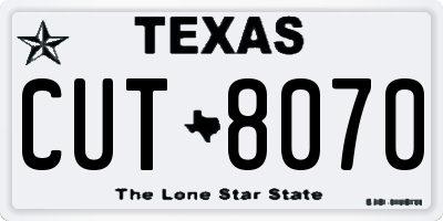TX license plate CUT8070