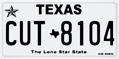 TX license plate CUT8104