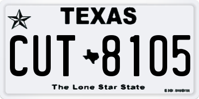 TX license plate CUT8105
