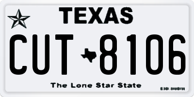 TX license plate CUT8106