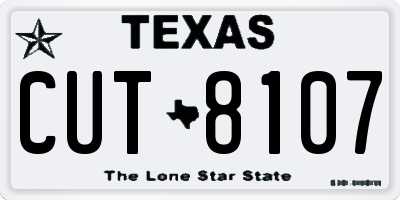 TX license plate CUT8107