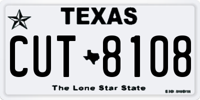 TX license plate CUT8108
