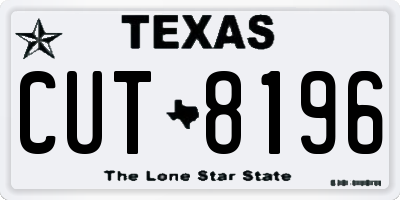 TX license plate CUT8196