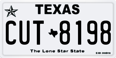 TX license plate CUT8198