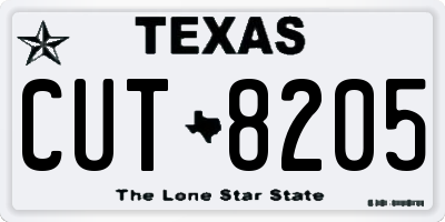 TX license plate CUT8205