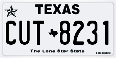 TX license plate CUT8231