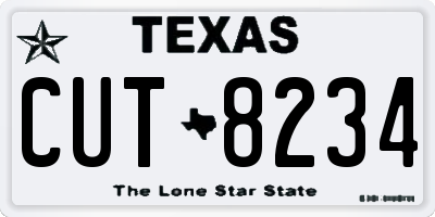 TX license plate CUT8234