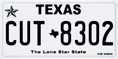 TX license plate CUT8302