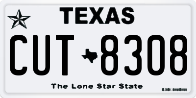 TX license plate CUT8308