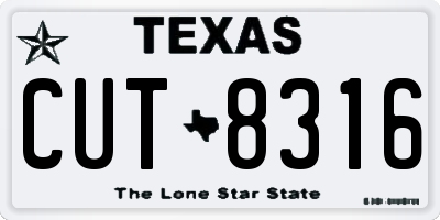TX license plate CUT8316