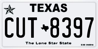 TX license plate CUT8397