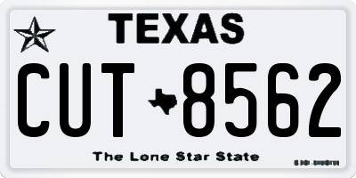 TX license plate CUT8562