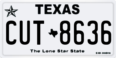 TX license plate CUT8636