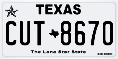 TX license plate CUT8670