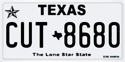 TX license plate CUT8680
