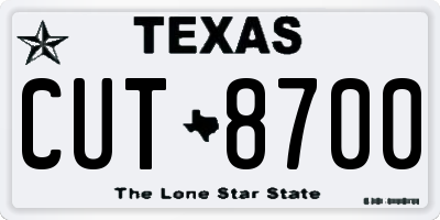 TX license plate CUT8700