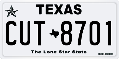 TX license plate CUT8701