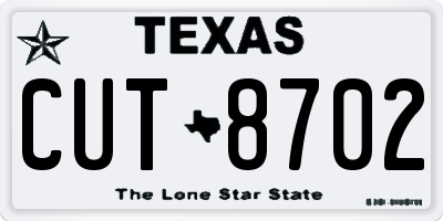 TX license plate CUT8702