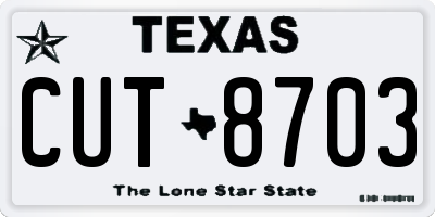 TX license plate CUT8703