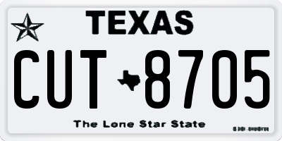 TX license plate CUT8705