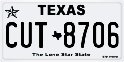 TX license plate CUT8706