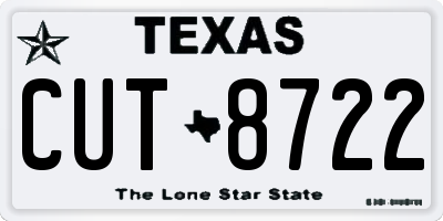 TX license plate CUT8722