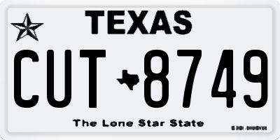 TX license plate CUT8749