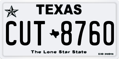 TX license plate CUT8760