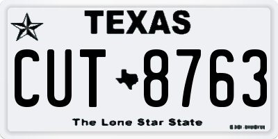 TX license plate CUT8763
