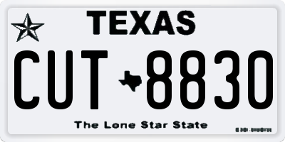 TX license plate CUT8830