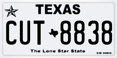TX license plate CUT8838