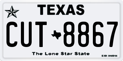 TX license plate CUT8867
