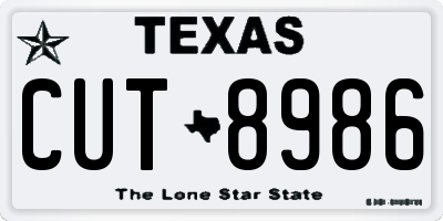 TX license plate CUT8986