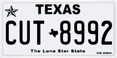 TX license plate CUT8992