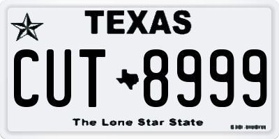 TX license plate CUT8999