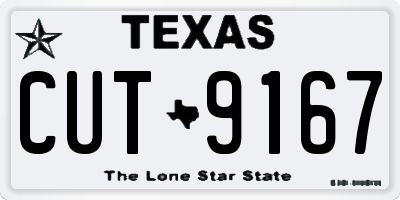 TX license plate CUT9167