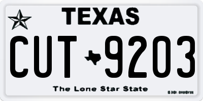 TX license plate CUT9203
