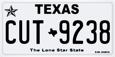 TX license plate CUT9238