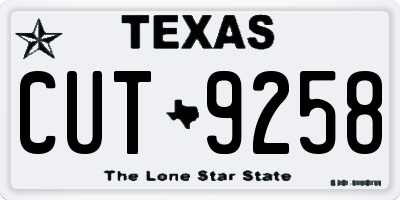 TX license plate CUT9258