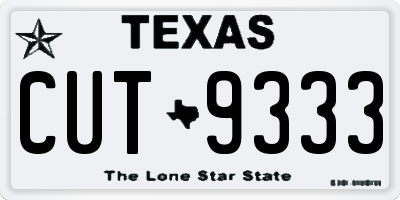 TX license plate CUT9333