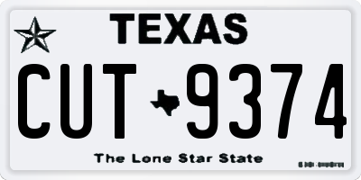TX license plate CUT9374